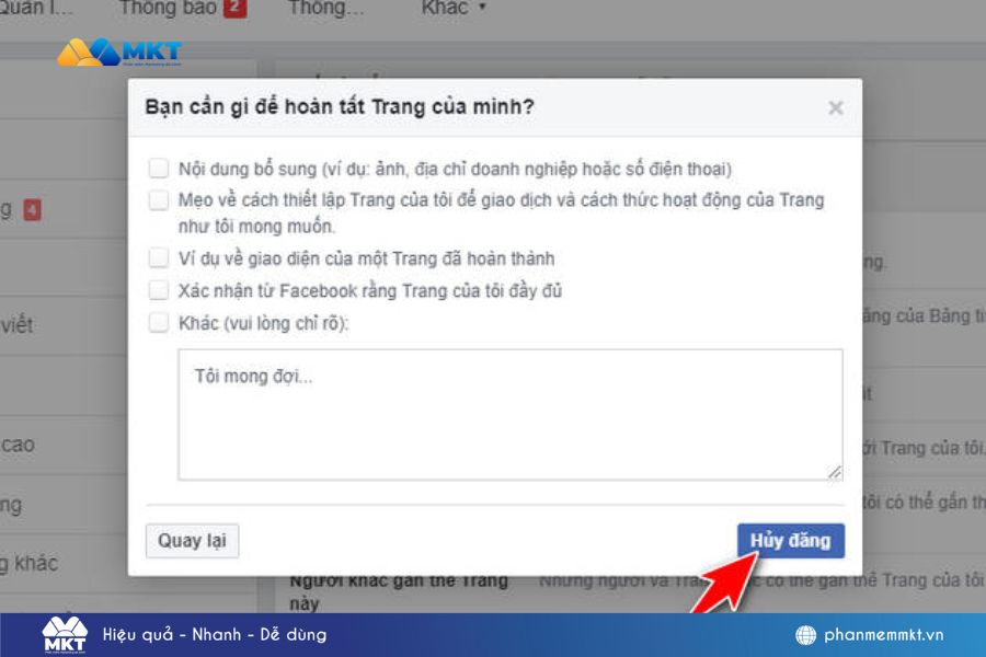 Chọn Hủy đăng